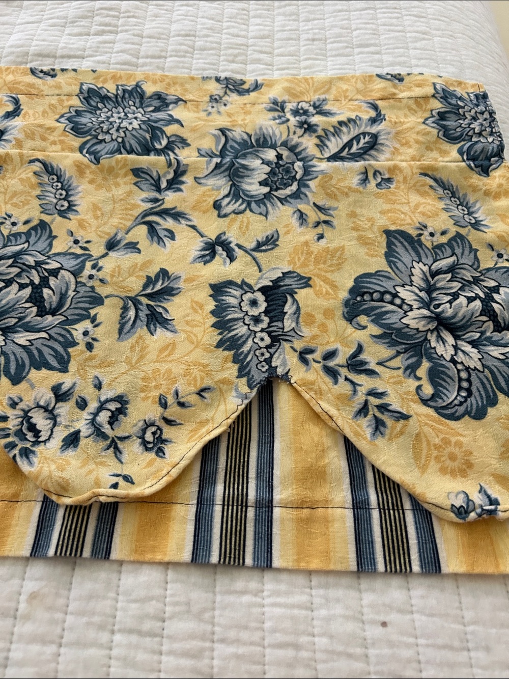 Blue Floral on Yellow Window Valances